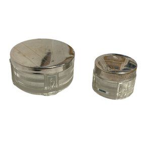 Vintage Antoine Glass Jars Set of 2 Pressed Glass Vanity Jars Vintage Makeup Jar